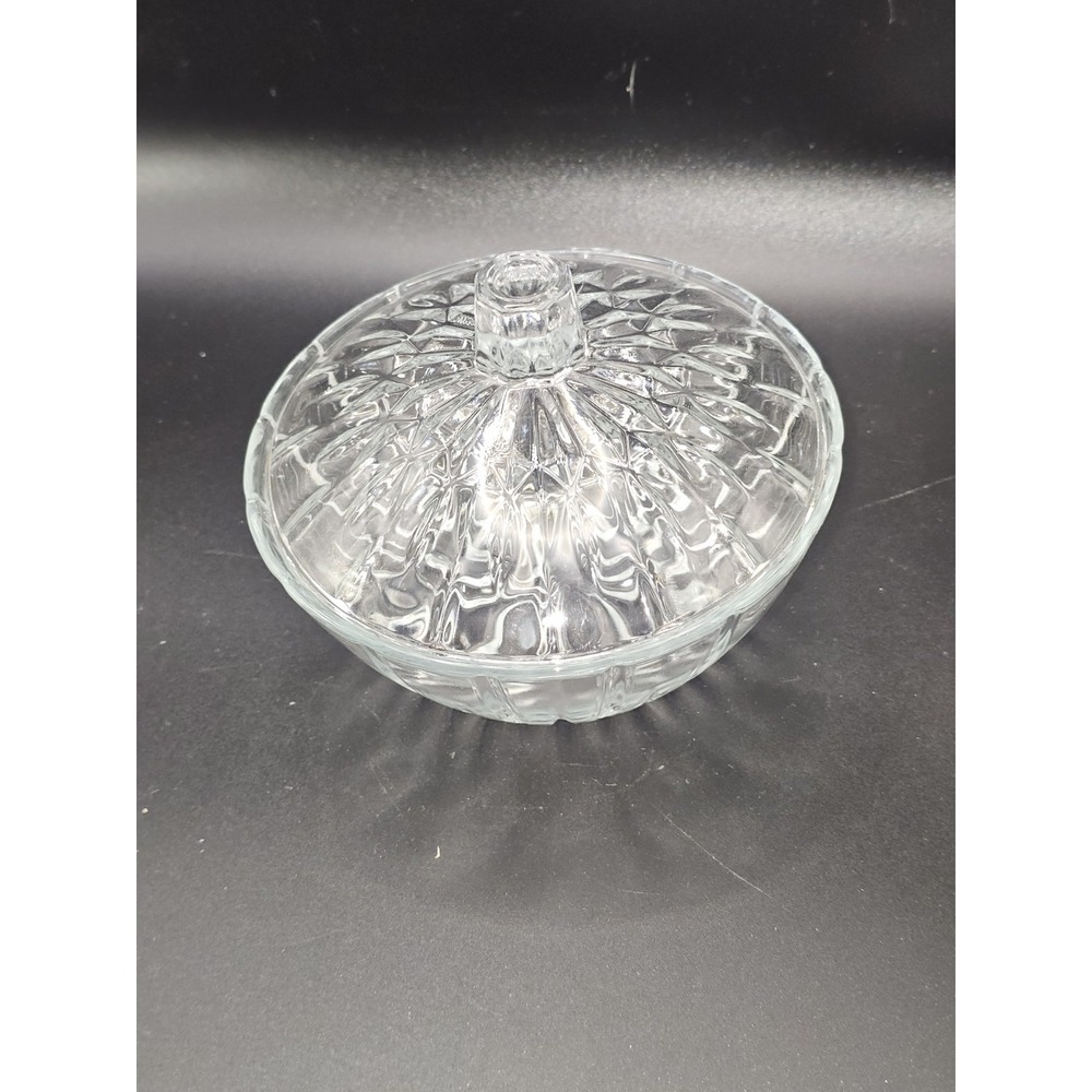 KIG Indonesia Crystal Glass Candy Dish Lid Bowl EUC Cocktail Party‎
